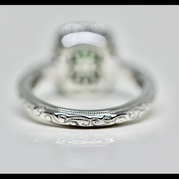 Tacori Green Diamonique halo engagement ring - Picture 9 of 14